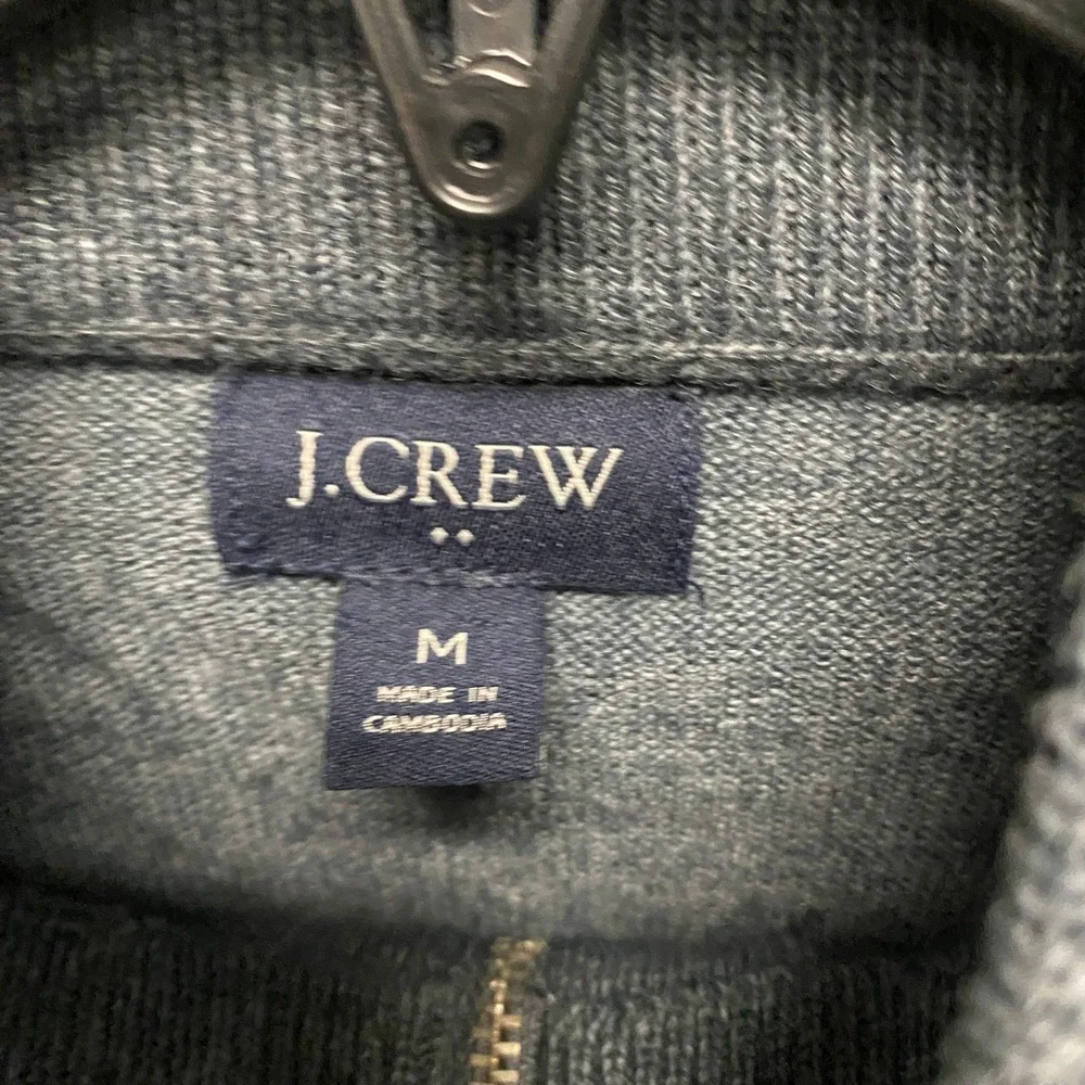 J.Crew Mens Wool Blend Quarter Zip Pullover Sweater Gray Medium Outdoor‎